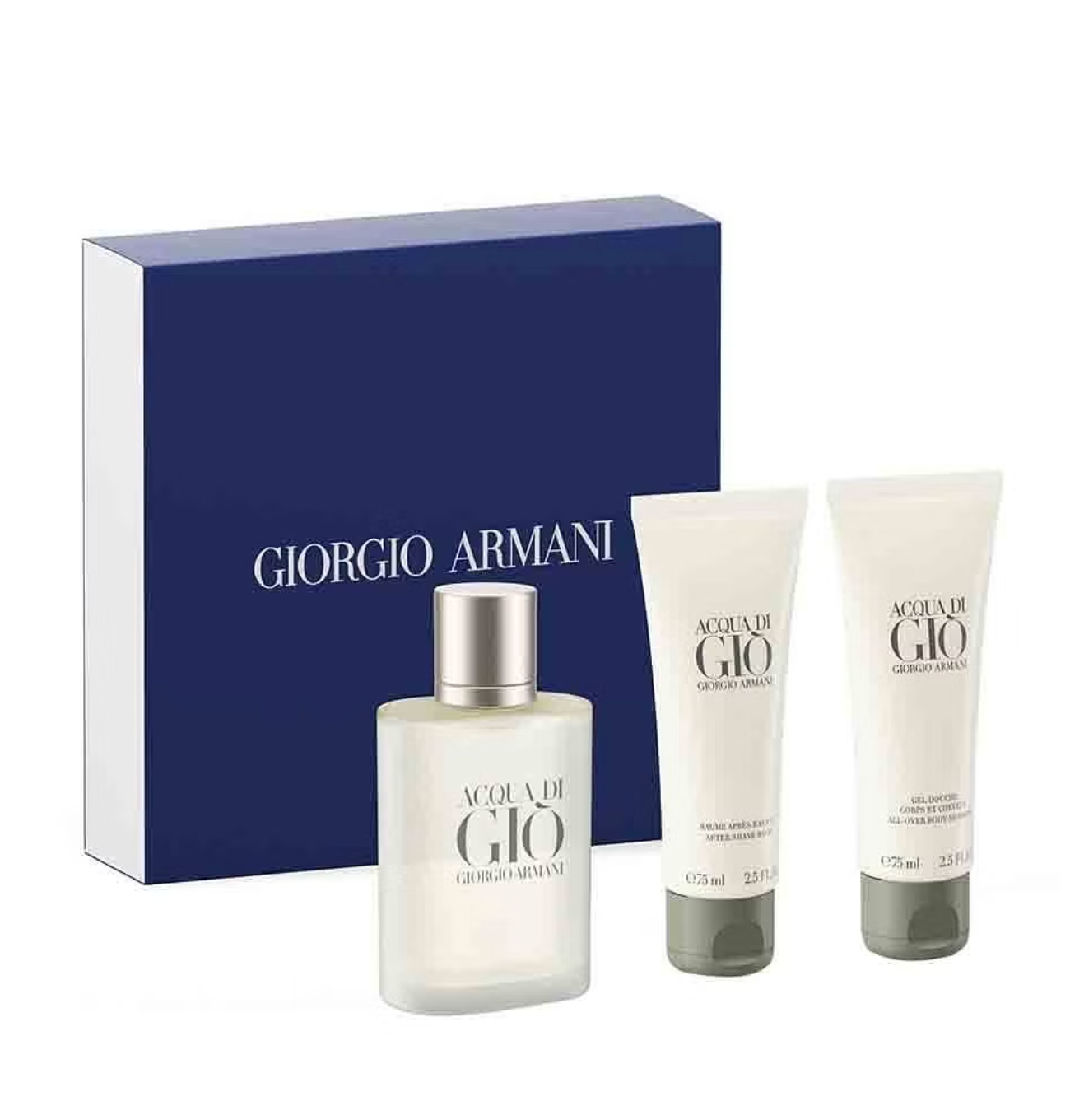 Giorgio Armani Acqua Di Gio 3PCS Gift Set 50ML EDT Spray 75ML After Shave Balm 75ML Body Shampoo Men