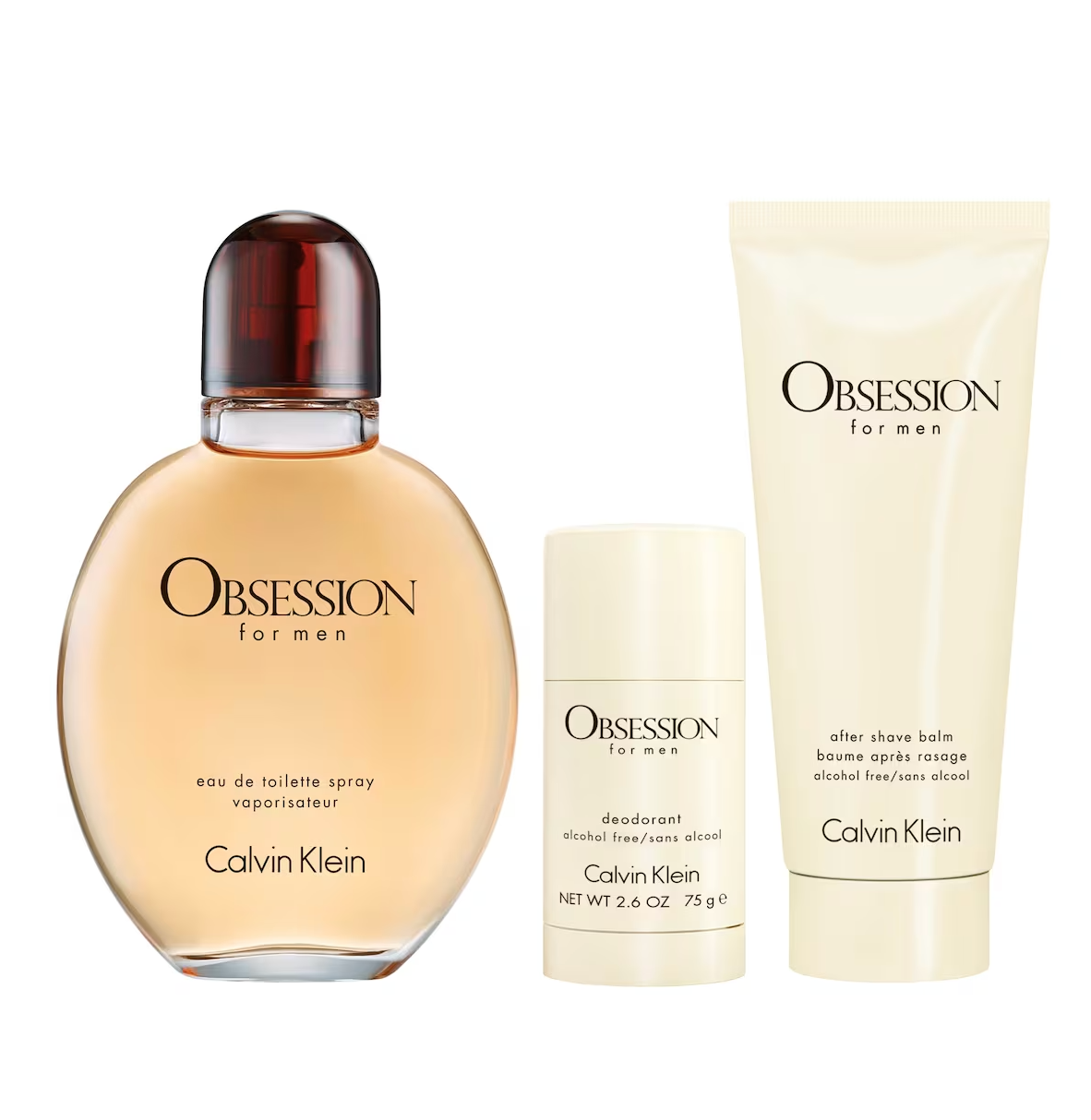 Calvin Klein CK Obsession 3PCS Gift Set - 125ML EDT Spray + 100ML After Shave Balm + 75G Deodorant Stick (Men)