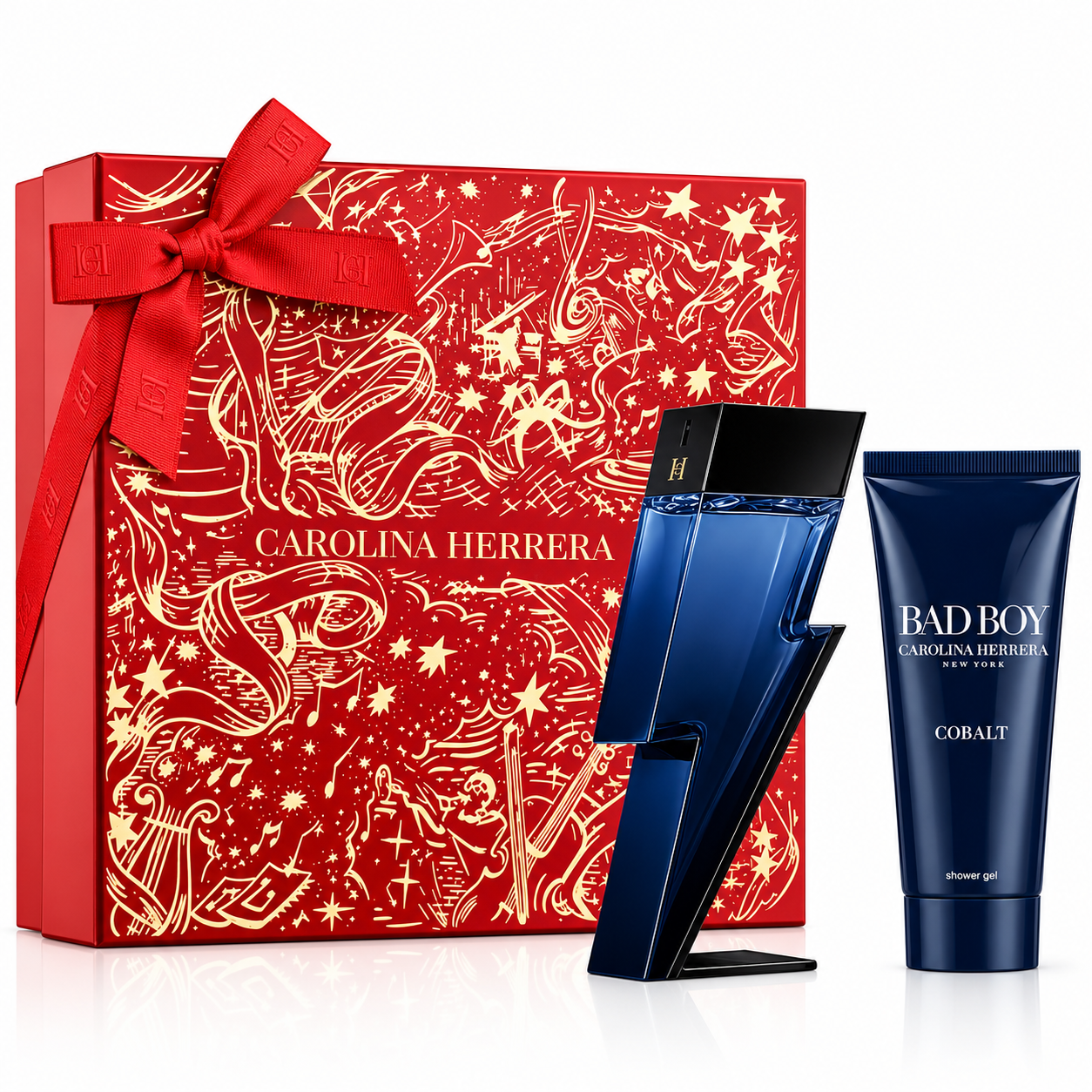 Carolina Herrera Bad Boy Cobalt 2PCS Gift Set - 100ML EDP Spray + 100ML Shower Gel (Men)