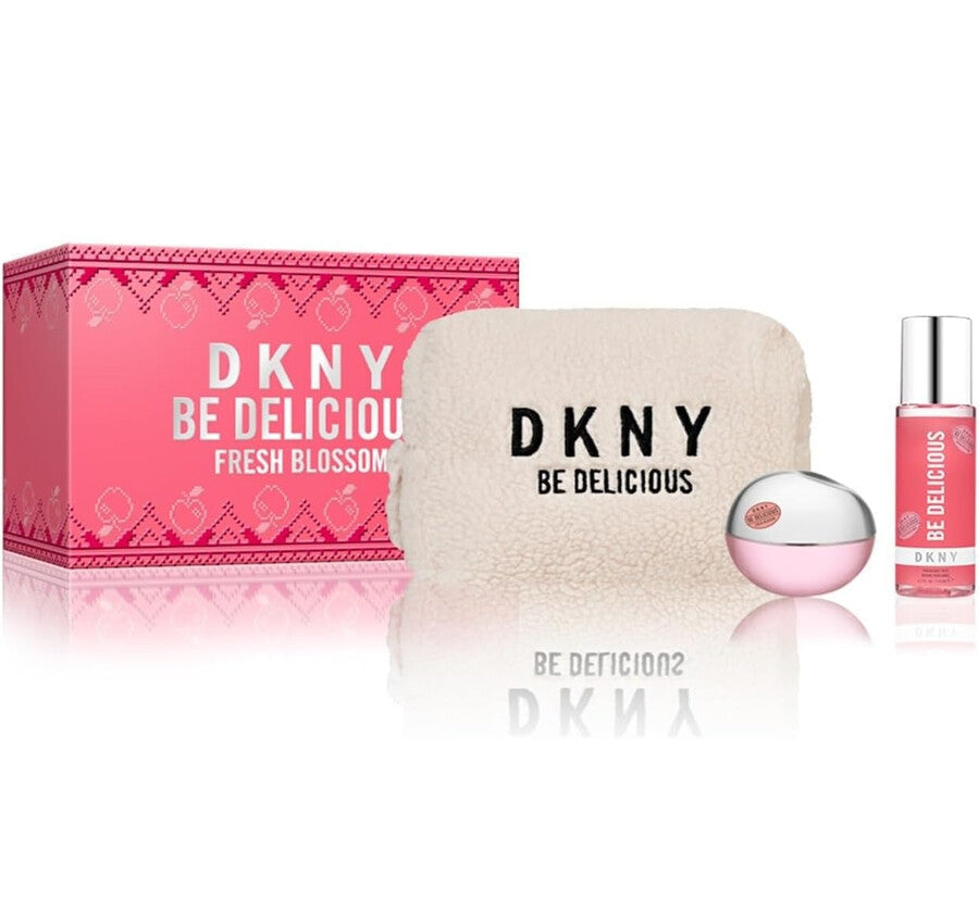 DKNY Be Delicious Fresh Blossom 3PCS Gift Set - 100ML EDP Spray + 125ML Fragrance Mist + Pouch (Women)