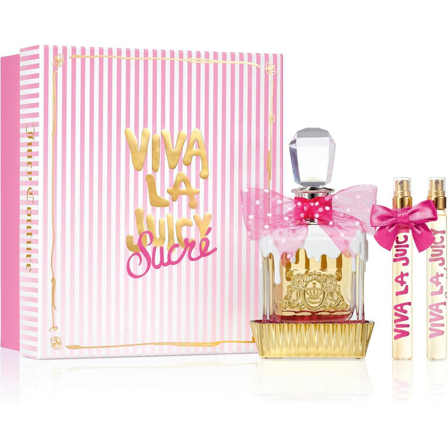Juicy Couture Viva La Juicy Sucre 3PCS Gift Set - 100ML EDP Spray + 10ML EDP Spray + 10ML Viva La Juicy EDP Spray (Women)