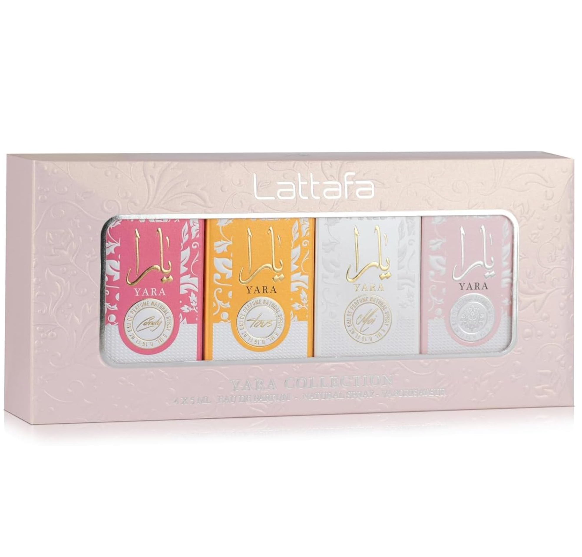 Lattafa Yara Miniature Discovery Gift Set (4 X 5ML EDP) - Yara + Yara Moi + Yara Tous + Yara Candy (Women)