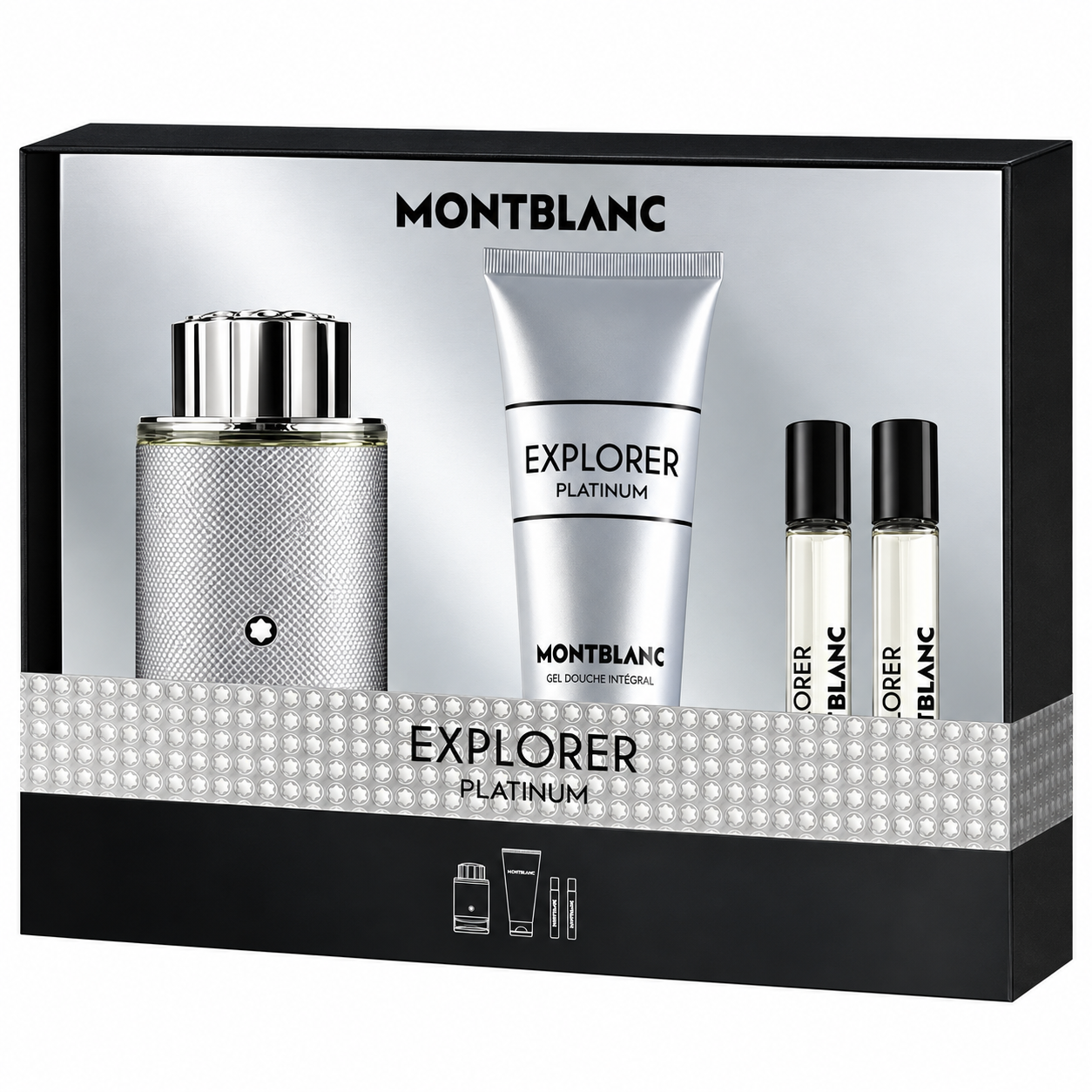Mont Blanc Explorer Platinum 4PCS Gift Set - 100ML EDP Spray + 100ML Shower Gel + 2 X 7.5ML Travel Spray (Men)