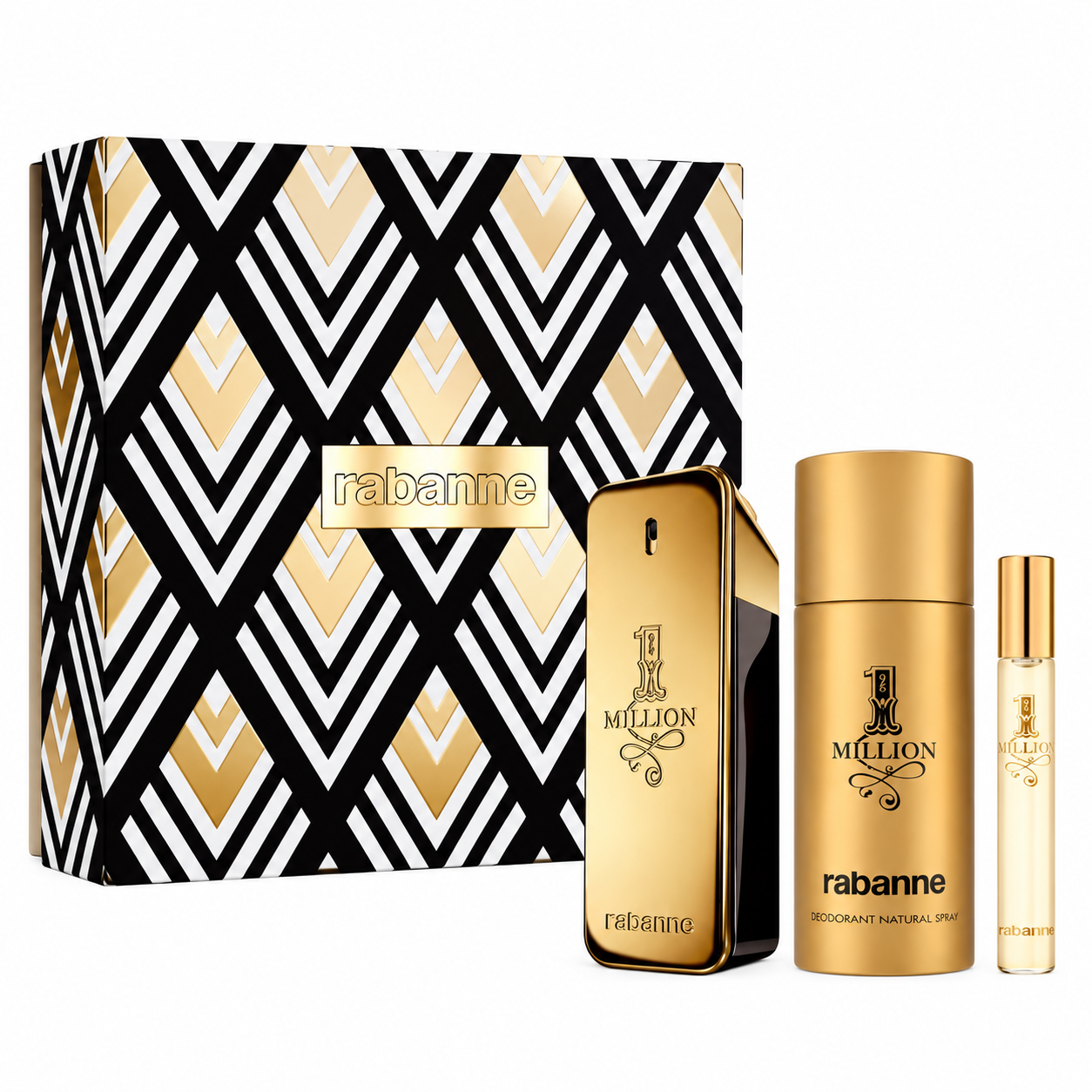 Paco Rabanne 1 Million 3PCS Gift Set - 100ML EDT Spray + 150ML Deodorant Spray + 10ML Travel Spray (Men)