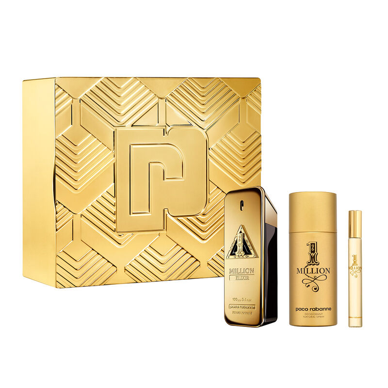 Paco Rabanne 1 Million Elixir (Parfum Intense) 3PCS Gift Set - 100ML EDP Spray + 150ML Deodorant Spray + 10ML EDP Spray (Men)