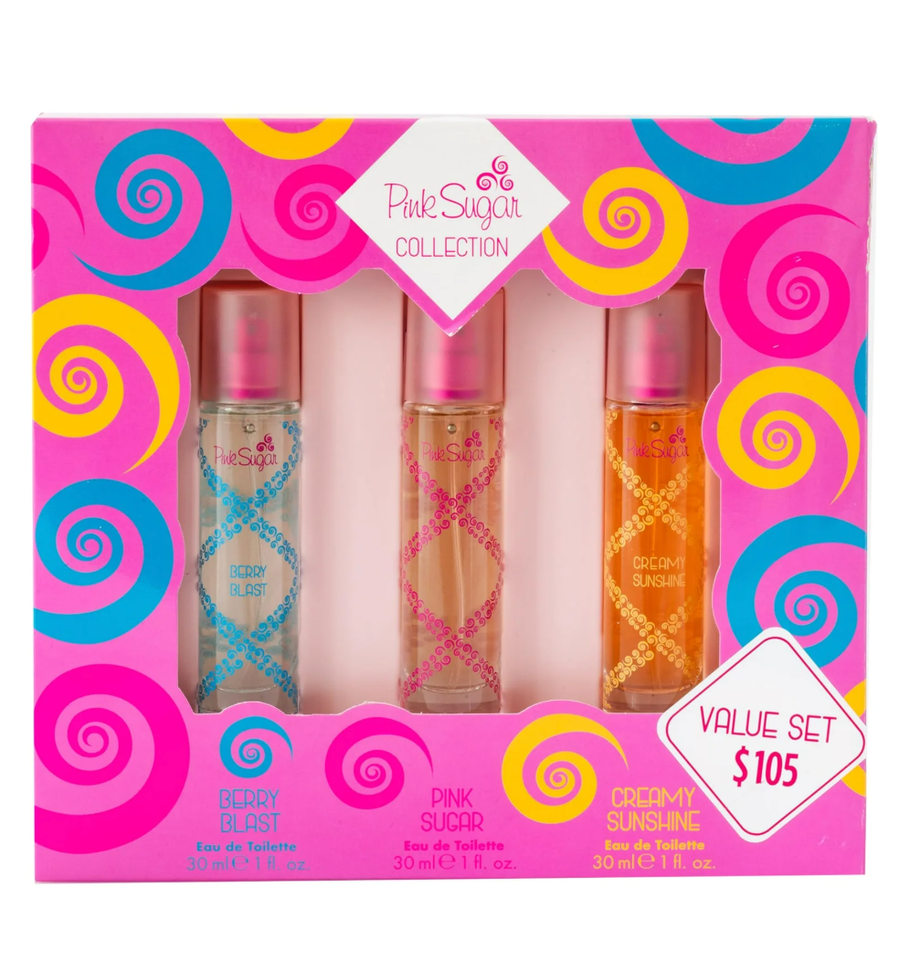 Pink Sugar 3PCS Gift Set - (3 X 30ML EDT Spray) Berry Blast + Pink Sugar + Creamy Sunshine (Women)