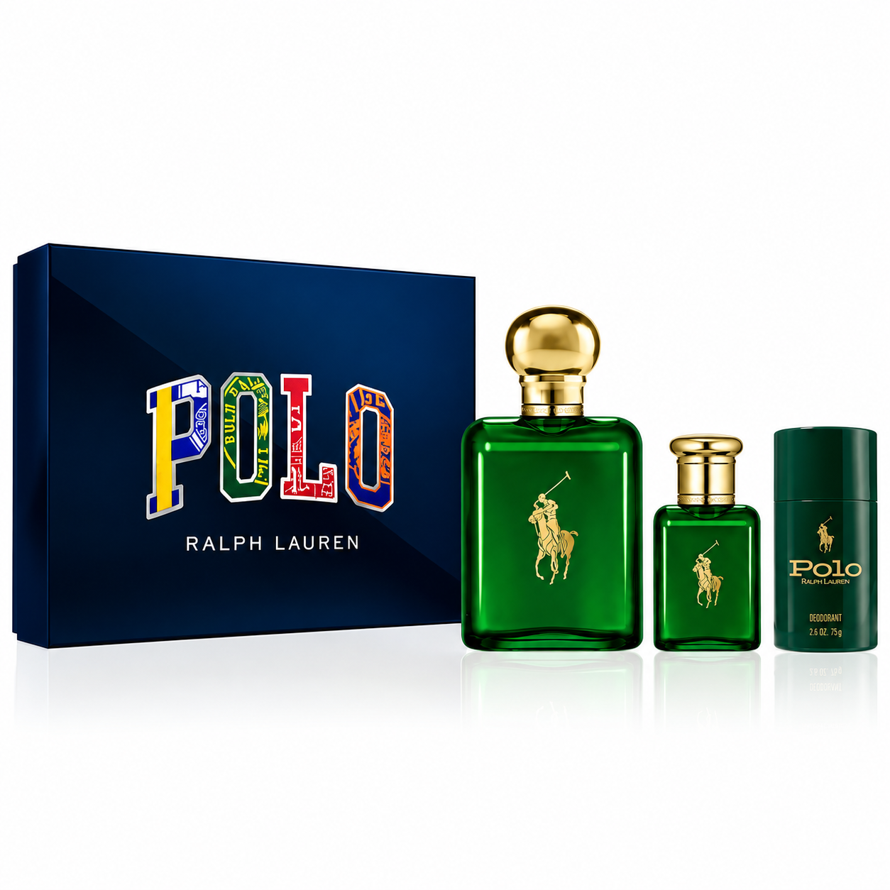 Ralph Lauren Polo Green 3PCS Gift Set - 125ML EDT Spray + 40ML EDT Spray + 75G Deodorant Stick (Men)