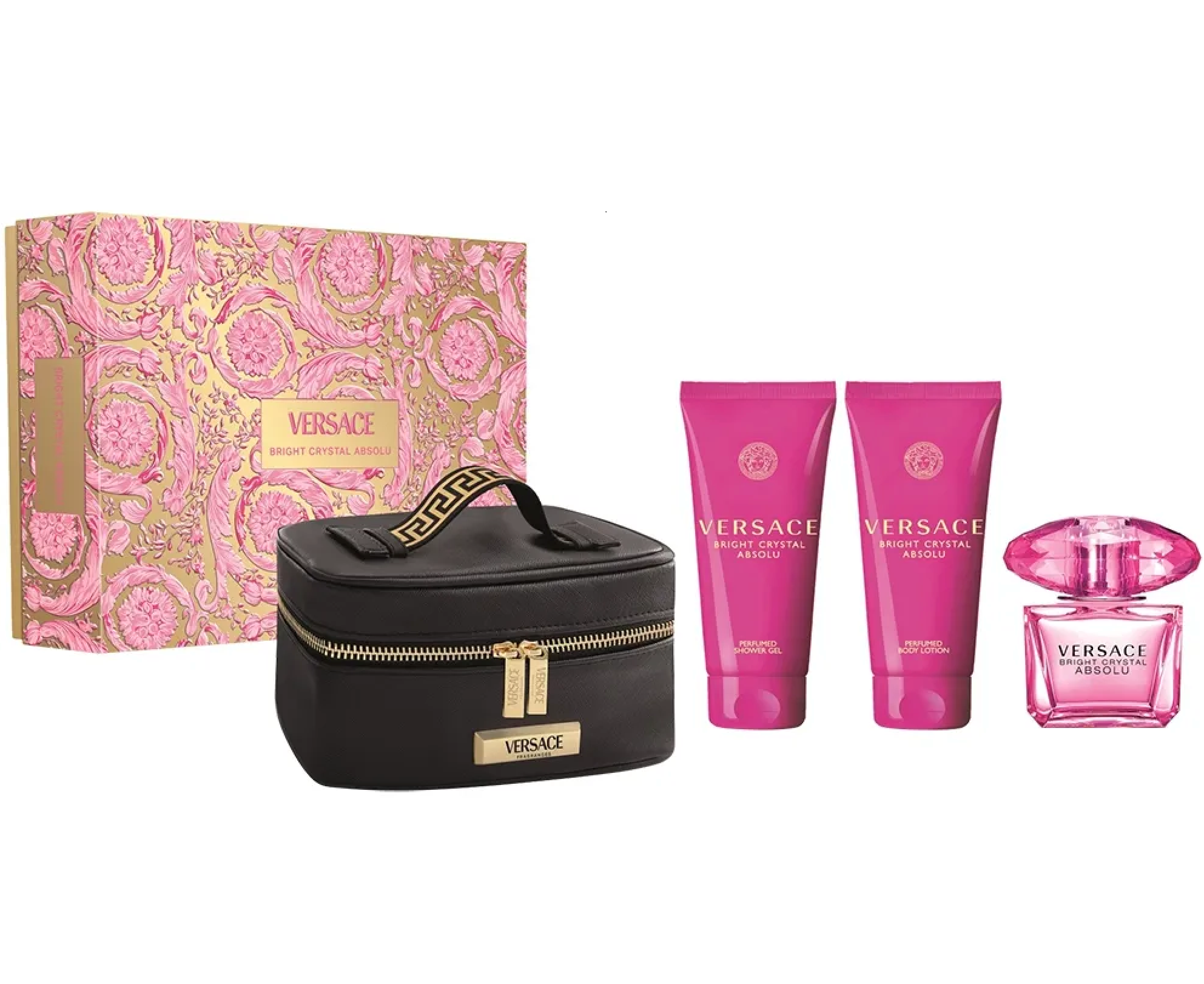 Versace Bright Crystal Absolu 4PCS Gift Set - 90ML EDP Spray + 100ML Perfumed Shower Gel + 100ML Perfumed Body Lotion + Versace Beauty Case (Women)