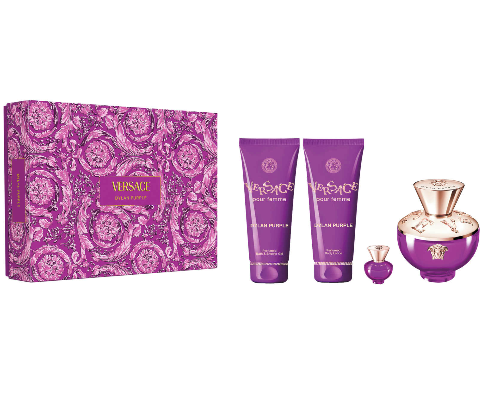 Versace_Dylan_Purple_4PCS_Gift_Set_-_100ML_EDP_Spray_100ML_Perfumed_Body_Lotion_100ML_Perfumed_Bath_Shower_Gel_5ML_EDP_Spray_Women