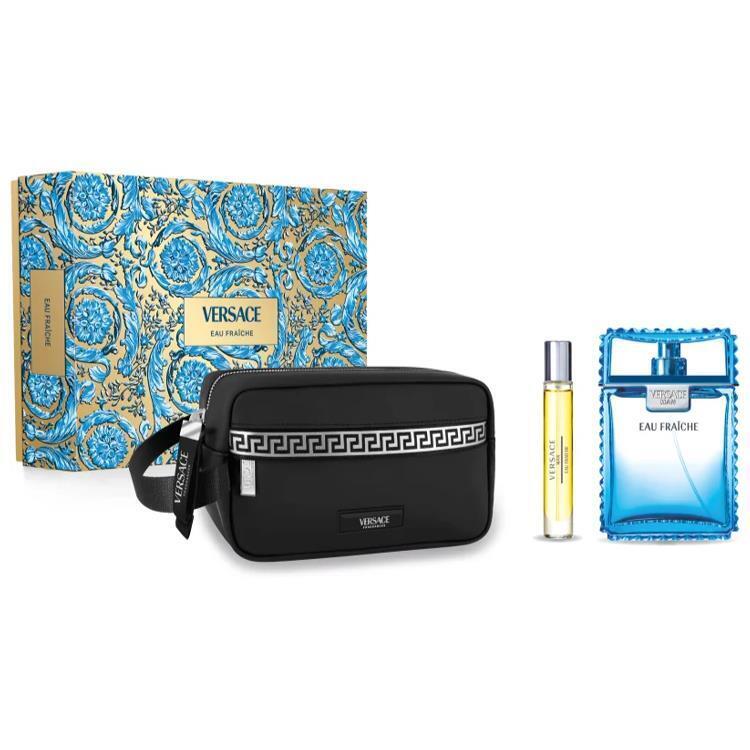 Versace Eau Fraiche Black Trousse Gift Set - 100ML EDT Spray + 10ML Mini Travel Spray (Men)