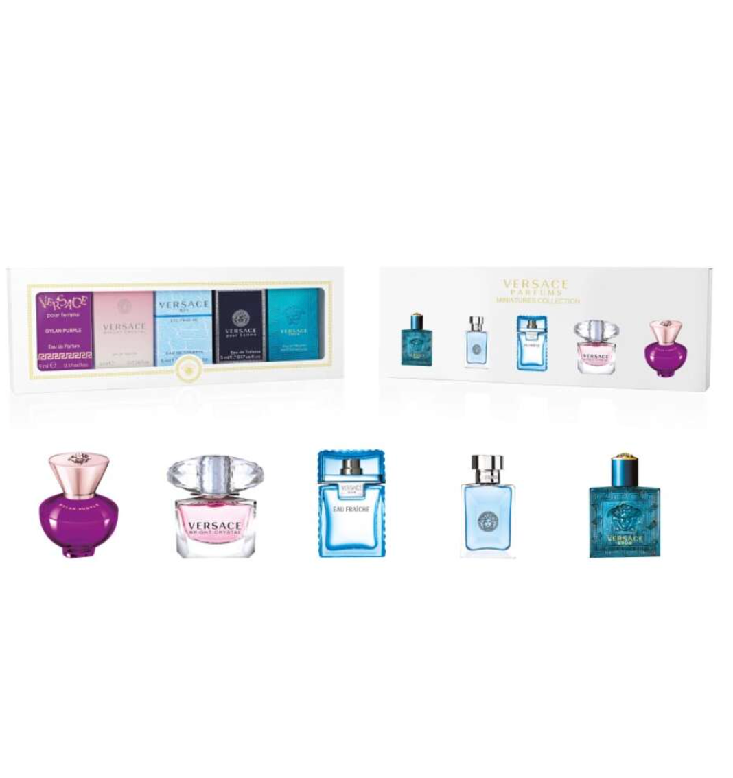 Versace Miniature Gift Set (5 X 5ML) - Eros EDT + Pour Homme EDT + Eau Fraiche EDT + Bright Crystal EDT + Dylan Purple EDP (Unisex)