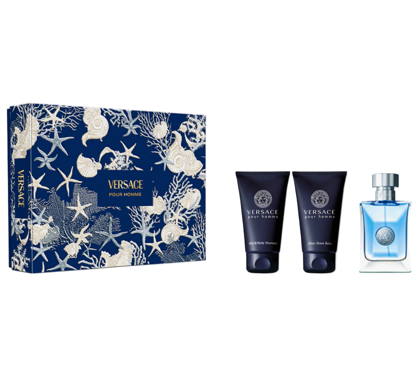Versace Pour Homme 3PCS Gift Set - 50ML EDT Spray + 50ML Hair & Body Shampoo + 50ML After Shave Balm (Men)