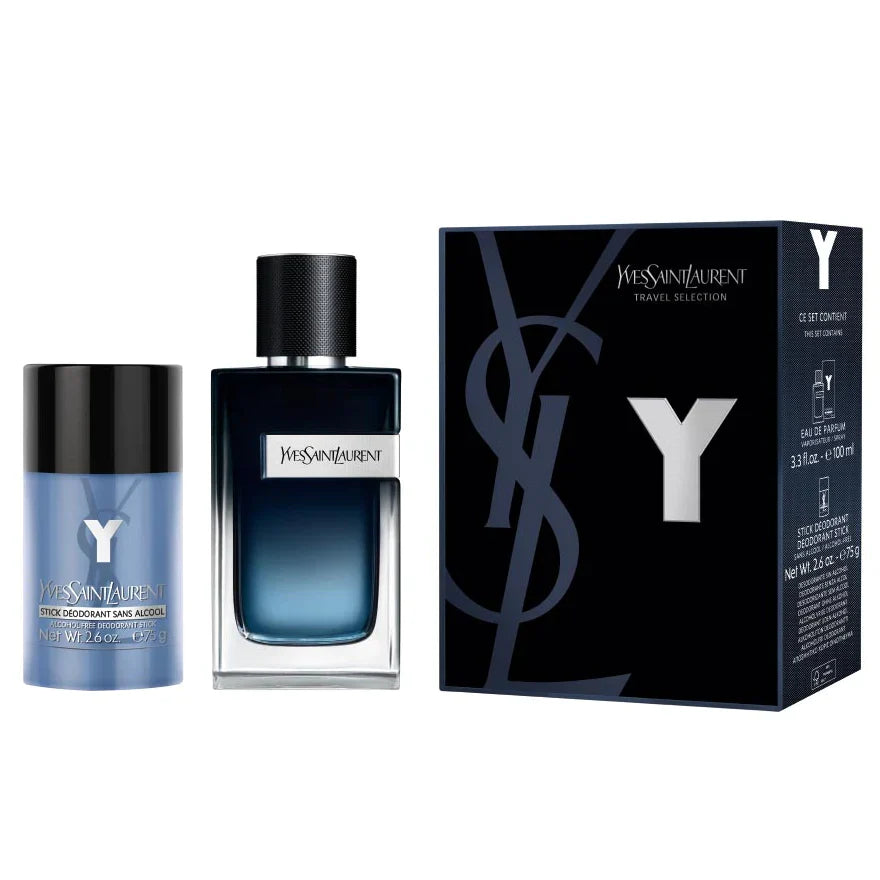 Yves Saint Laurent YSL Y 2PCS Gift Set - 100ML EDP Spray + 75G Deodorant Stick (Men)
