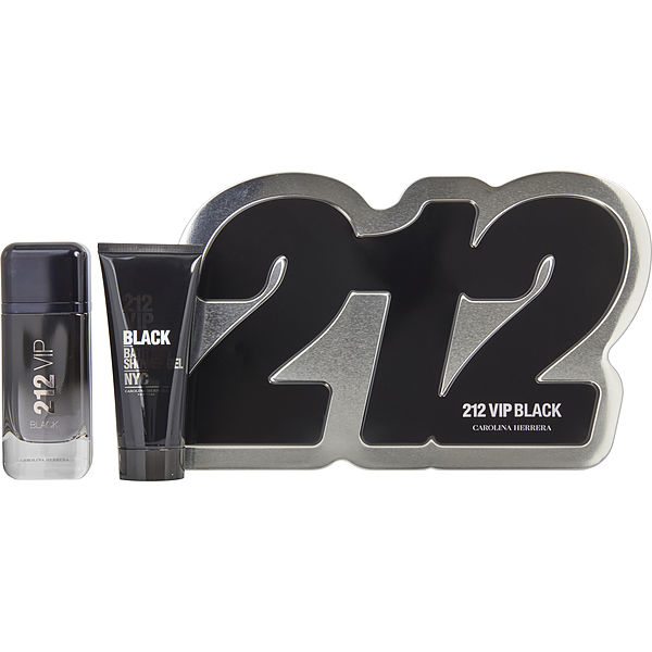 carolina herrera 212 vip black gift set - 100ml edp spray + 100ml shower gel (men)