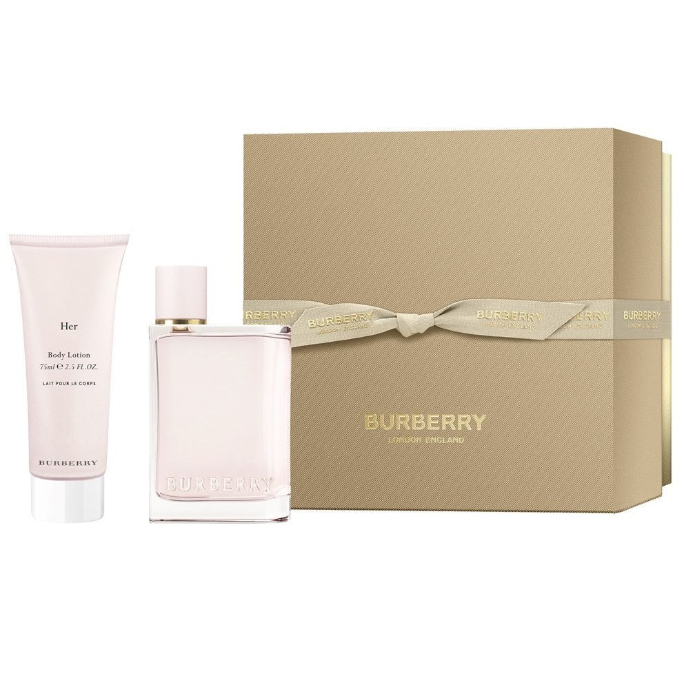 burberry her gift set - 50ml edp spray + 75ml body lotion (women)