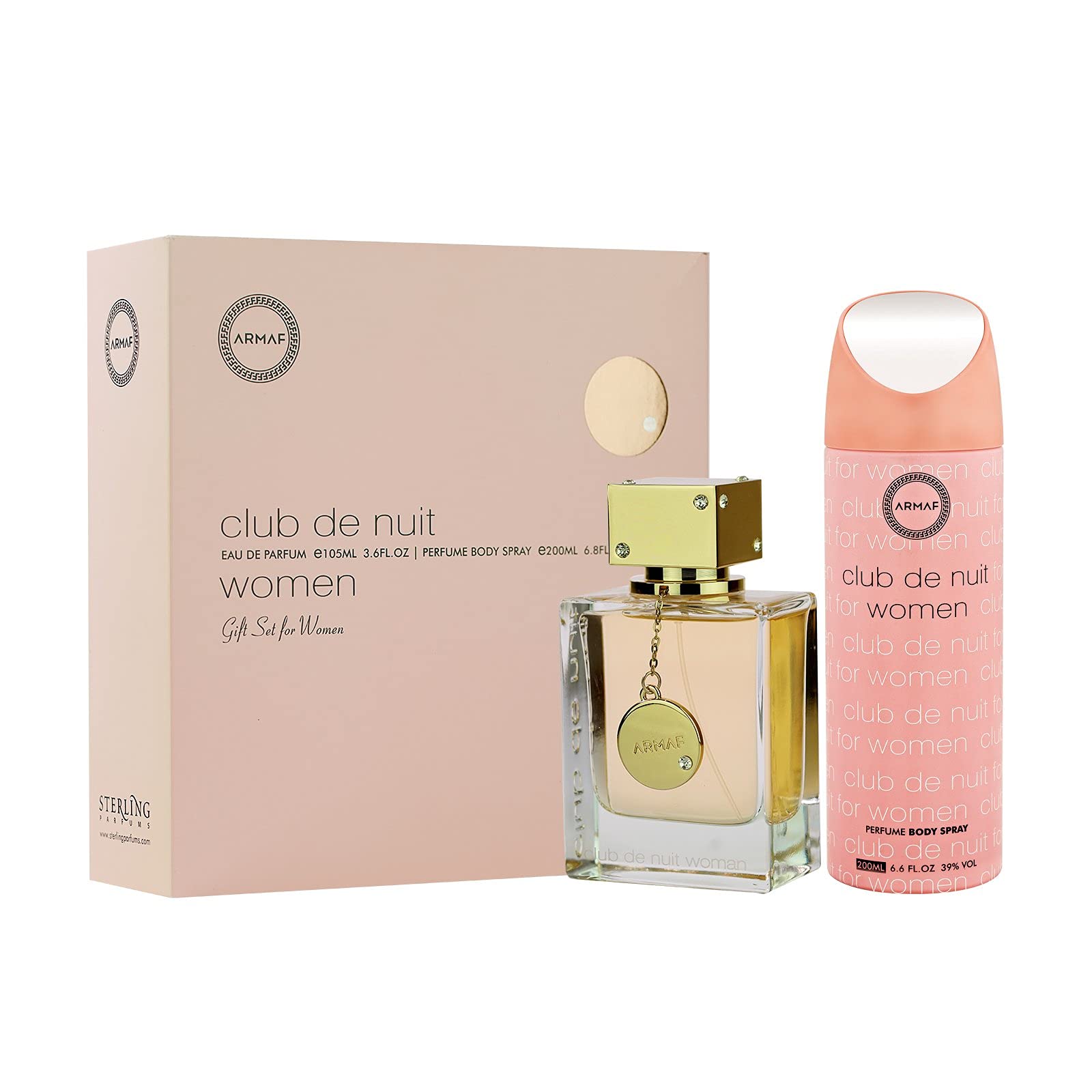armaf club de nuit classic (pink) 2pcs gift set - 105ml edp spray + 200ml perfume body spray (women)