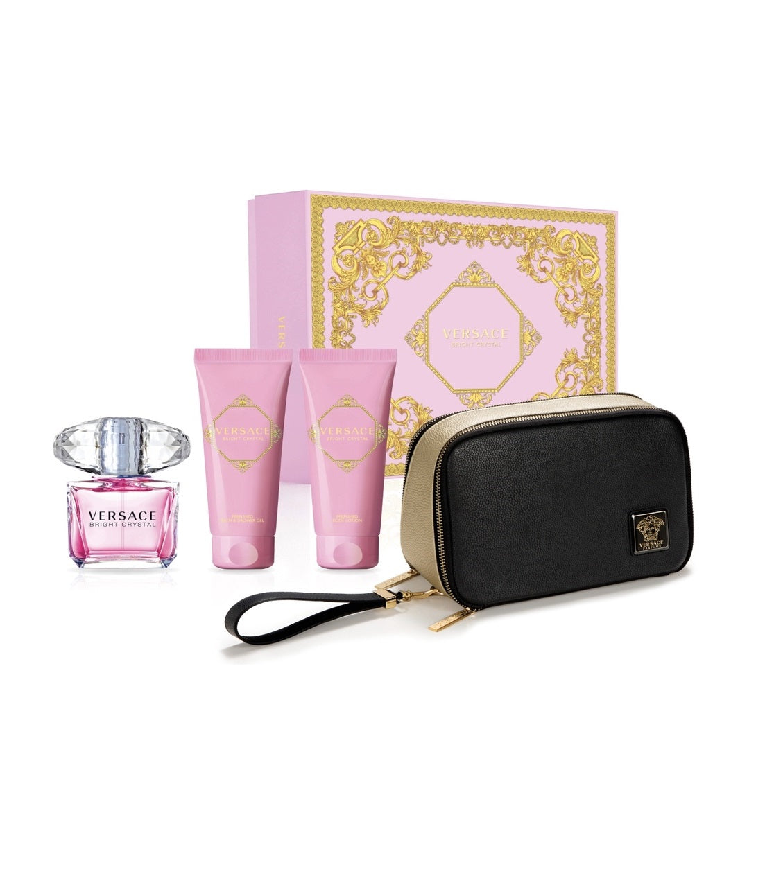 Buy Versace Bright Crystal 4PCS Gift Set - 90ML EDT Spray + 100ML Shower  Gel + 100ML Body Lotion + Travel Beauty Bag (Women) Online