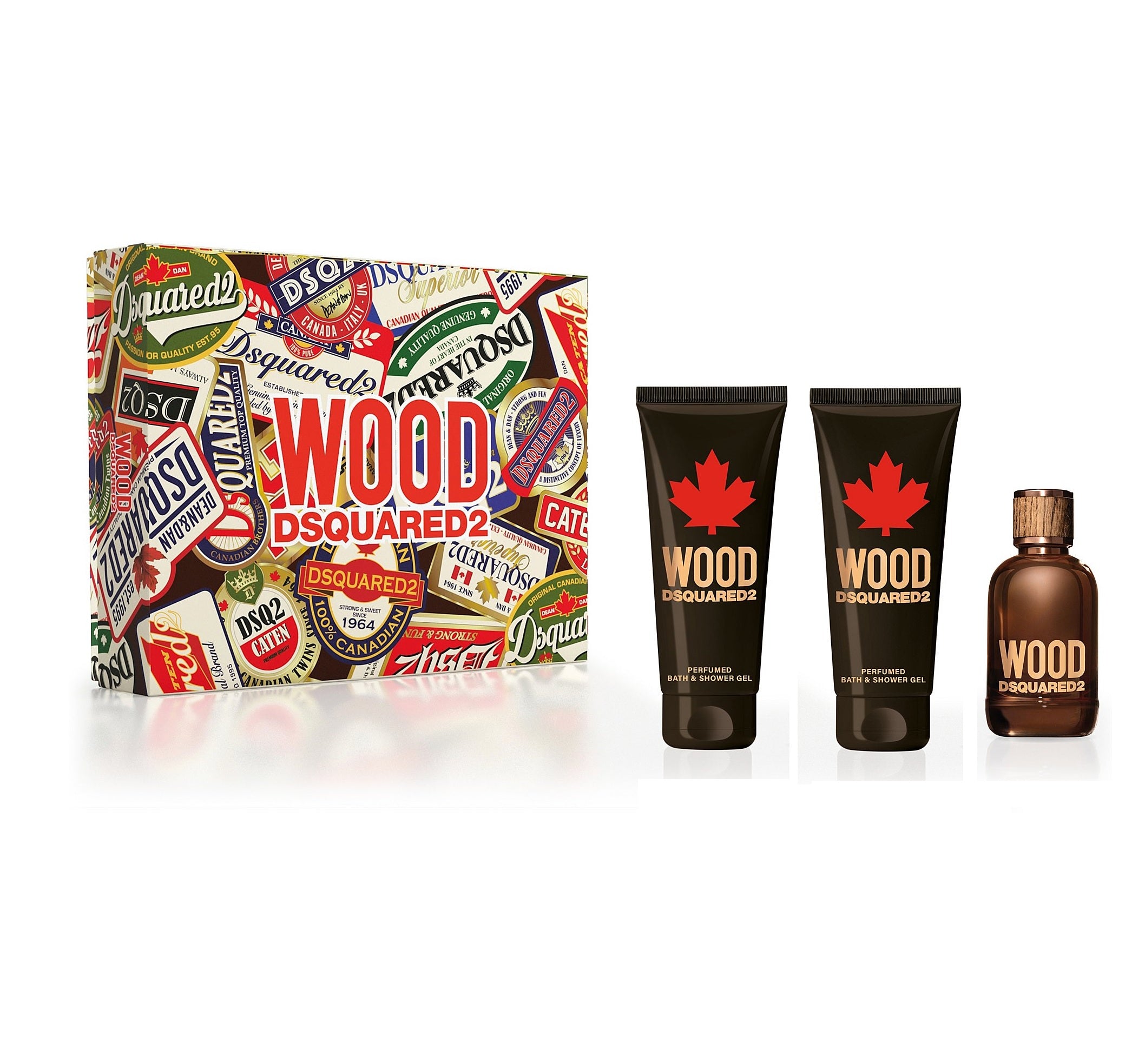 dsquared2 wood gift set - 50ml edt spray + 50ml after shave balm + 50ml shower gel - (men)