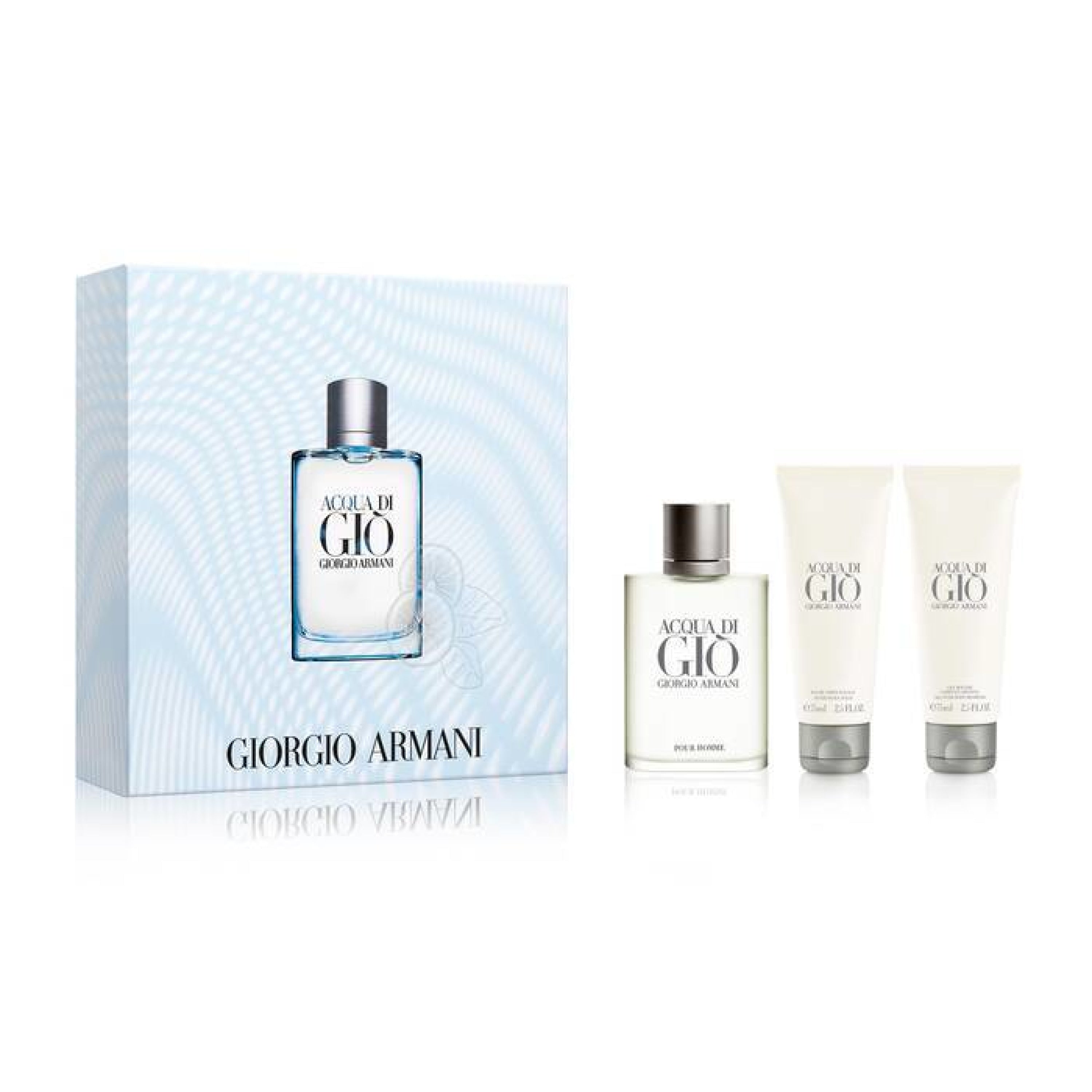 Giorgio Armani Acqua Di Gio 3Pcs Gift Set 100Ml Edt Spray + 75Ml After Shave Balm Body Shampoo (Men)