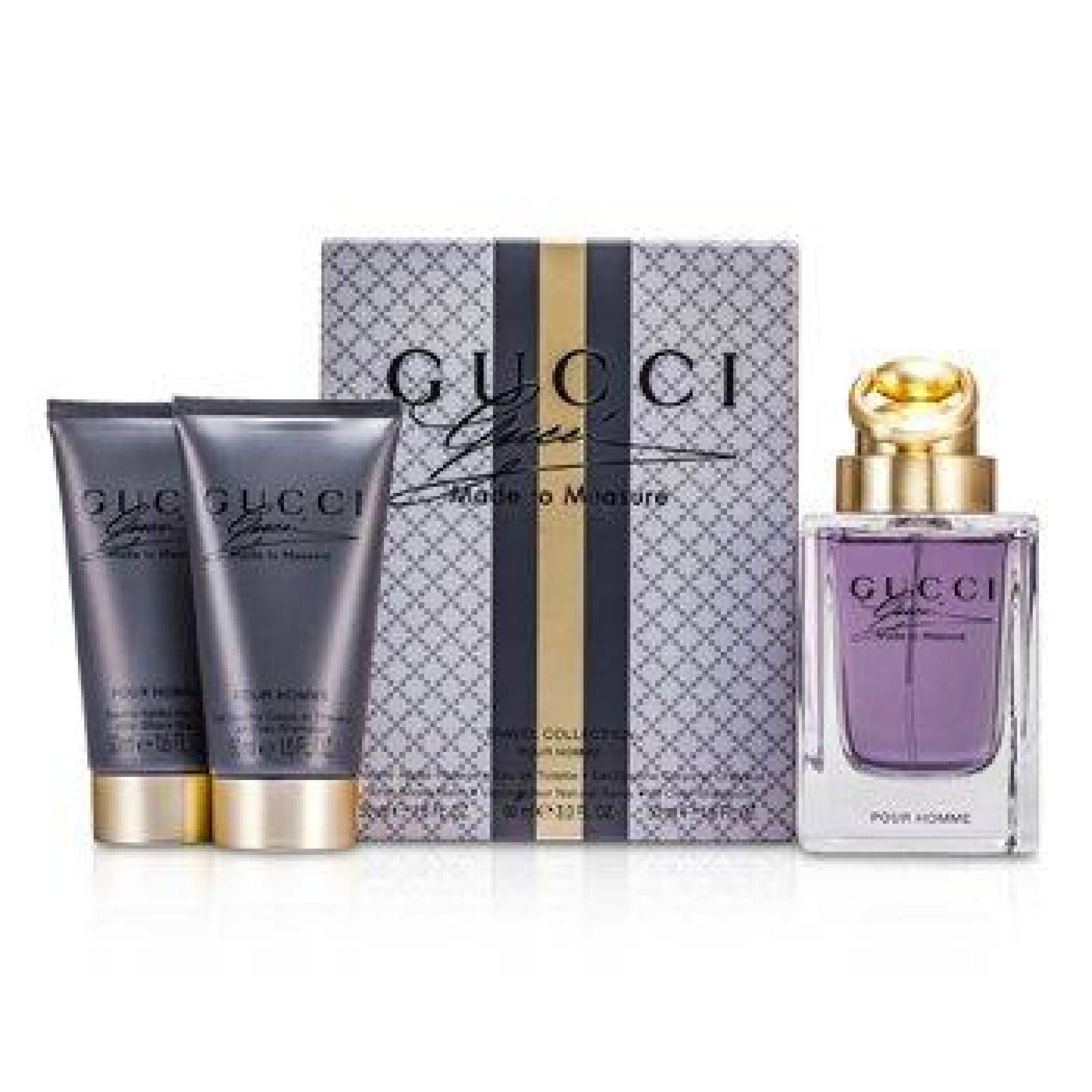 Gucci Made To Measure 3 Pcs Travel Gift Set - 90Ml Edt Spray + 50Ml After Shave Balm Shampoo (Men)