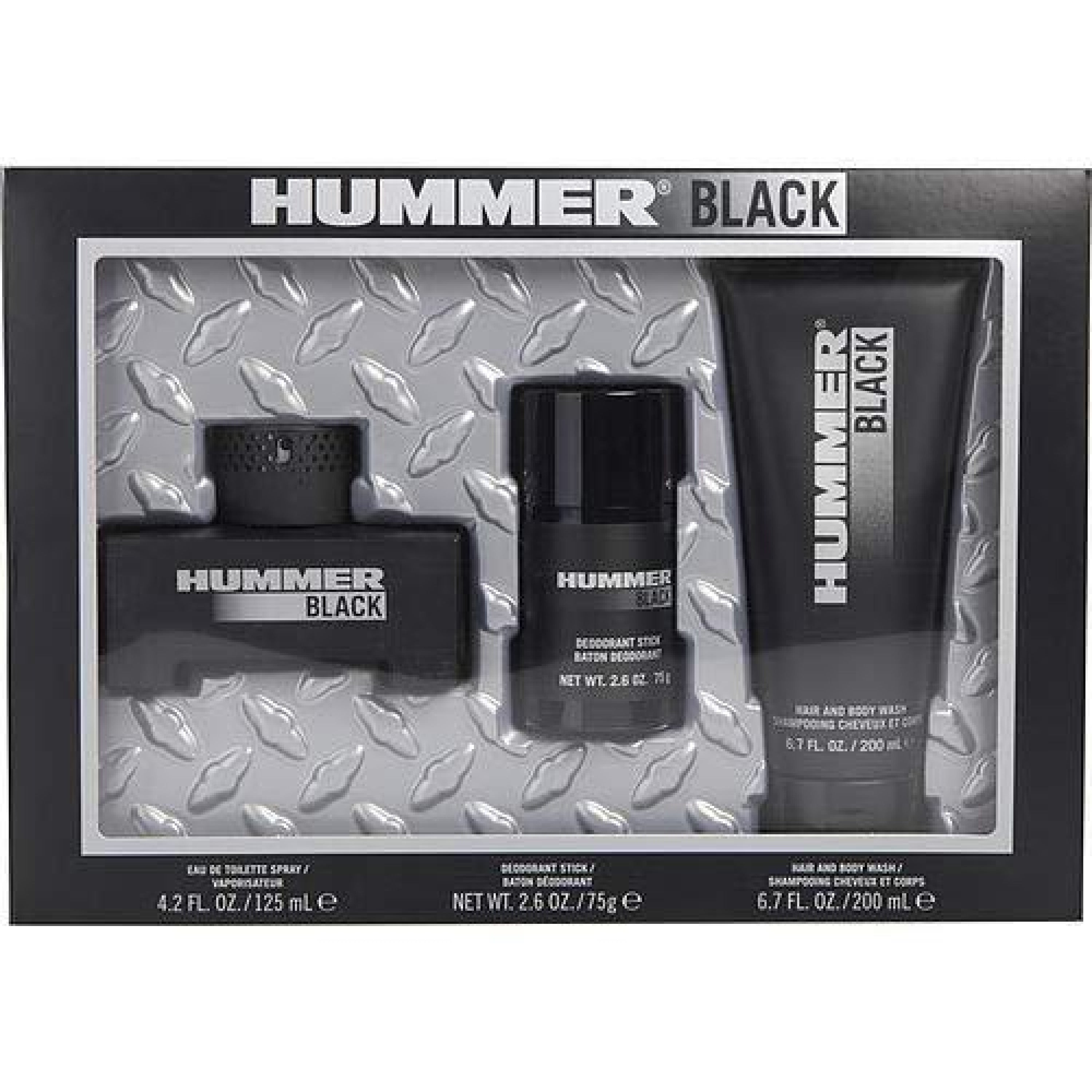 Hummer Black 3 Pcs Gift Set -125Ml Spray + Deo 200Ml Hair & Body Wash (Men)